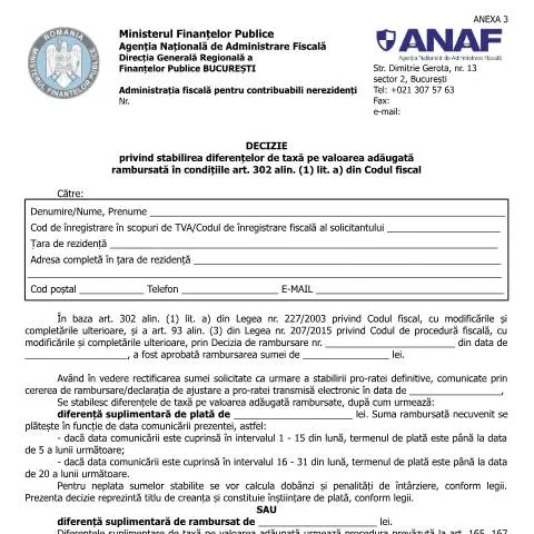 Document preview: Importanța Deciziei OPANAF 2809/2016 în rambursarea TVA — Impozite & fiscalitate (CERFA n°A3_OPANAF_2809_2016)