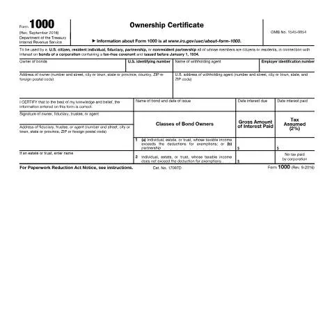 Document preview: Navigating the Intricacies of IRS Form 1000 — Government & admin (CERFA n°1000)
