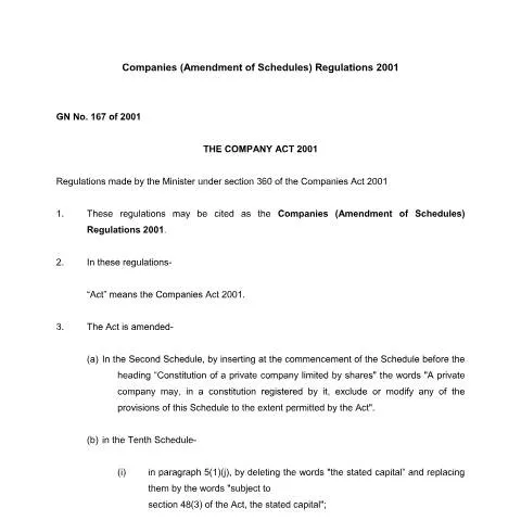 Document preview: Key Insights into GN No. 167 of 2001 for Entrepreneurs — Government & admin (CERFA n°GN.-167-of-2001)