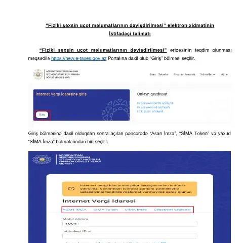 Document preview: Fiziki şəxslərin uçot məlumatlarını onlayn dəyişdirmək: Prosesi — Vergilər & maliyyə