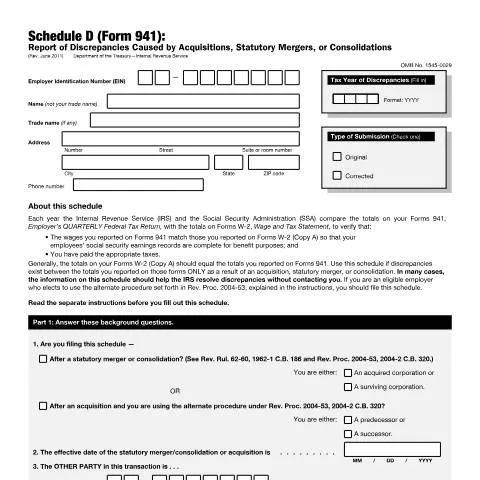 Document preview: Understanding IRS Form 941SD: A Guide for Employers — Taxes (CERFA n°941SD)