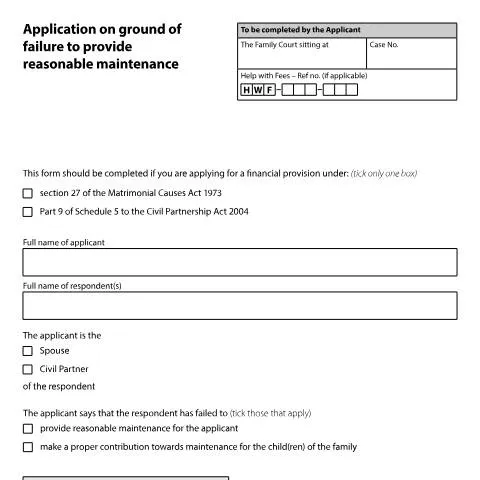Document preview: Understanding Form D50C for Financial Maintenance Applications — Legal & justice