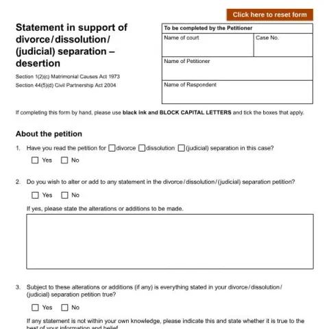 Document preview: Understanding the UK Form D80C for Desertion in Divorce Cases — Legal & justice (D80C)