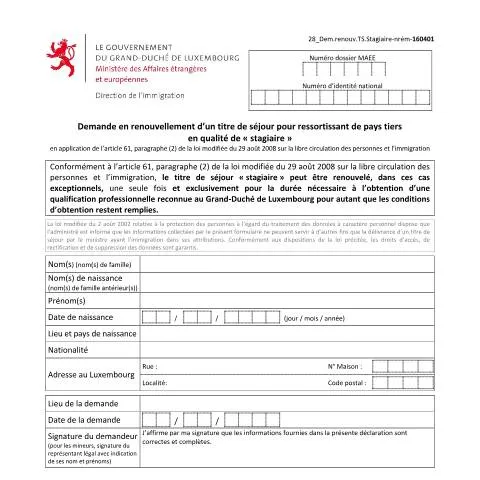 Aperçu du document Guide complet pour le renouvellement du titre de séjour stagiaire — Études & formation (CERFA n°renouvellement-titre-stagiaire)