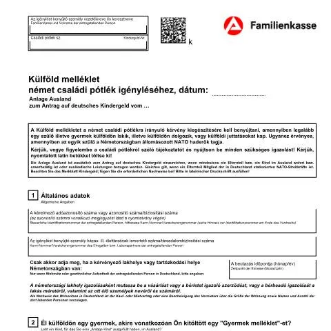Dokumentvorschau: Anleitung zum Ausfüllen des KG51-U-Anlage Ausland für Kindergeld — Familie (CERFA n°kg51-u-anlageausland_ba032540)