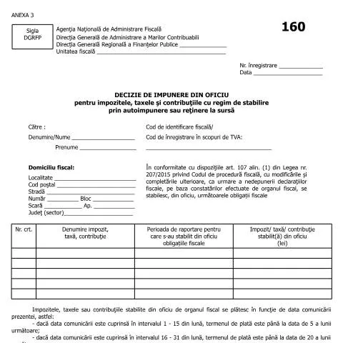 Document preview: Importanța deciziei de impunere din oficiu în fiscalitate — Impozite & fiscalitate (CERFA n°A3_OPANAF_962_2016)