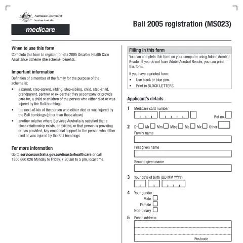 Document preview: Essential Insights on Bali 2005 Registration — Government & admin (CERFA n°MS023)