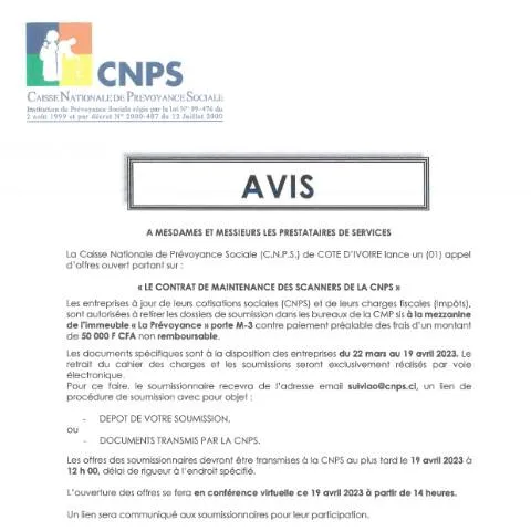 Aperçu du document Maintenance des Scanners de la CNPS : Comment Participer ? — Démarches administratives