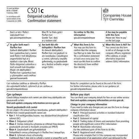 Document preview: CS01c Confirmation Statement: Essential Filing Guide for UK Companies — Business