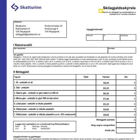 Document preview: Mikilvægi Skilagjaldsskýrsla TS-101 fyrir fyrirtæki — Tollur & innflutningur (CERFA n°TS-101)