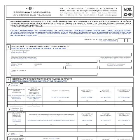 Pré-visualização do documento Guia Completo do Modelo 23-RFI para Reembolso de Impostos — Impostos (CERFA n°Modelo 23- RFI)