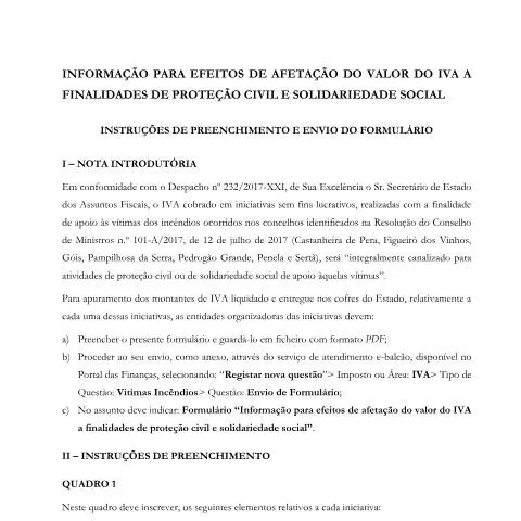 Pré-visualização do documento Formulário de IVA para Fins Sociais e de Proteção Civil — Impostos