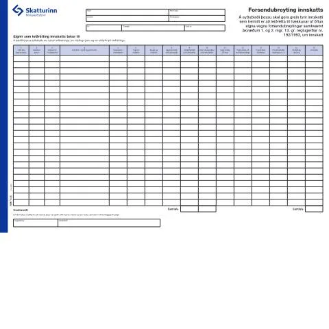Document preview: Skilningur á forsendubreytingu innskatts RSK 10.20 — Skattar & fjármál (CERFA n°RSK 10.20)