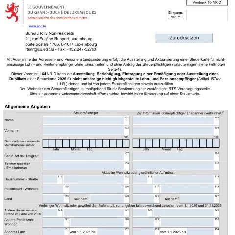 Aperçu du document Comprendre le formulaire 164 NR D pour non-résidents — Impôts & fiscalité (CERFA n°164 NR D)