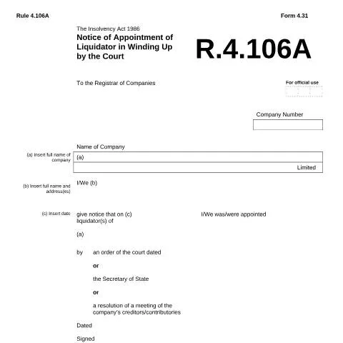 Document preview: Navigating Liquidation: The Role of Form 4.31 — Government & admin