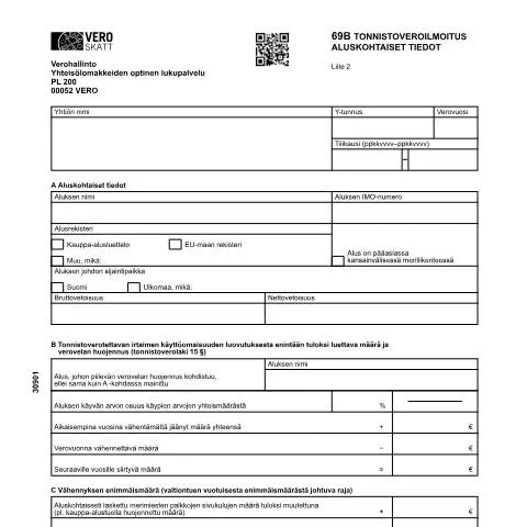 Document preview: 69B Tonnistoveroilmoitus: Tärkeitä tietoja laivan omistajille — Verot & verotus (CERFA n°Vero 3090)