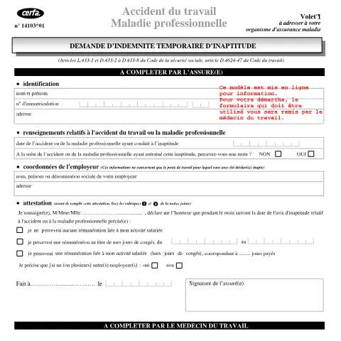Aperçu du document Formulaire 14103*01 : votre recours pour l'indemnité d'inaptitude — Santé (CERFA n°14103*01)