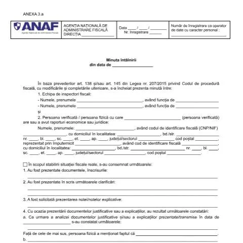 Document preview: Importanța Minutei întâlnirii OPANAF 2117/2018 în controlul fiscal — Formalități administrative (CERFA n°A3_OPANAF_2117_2018)