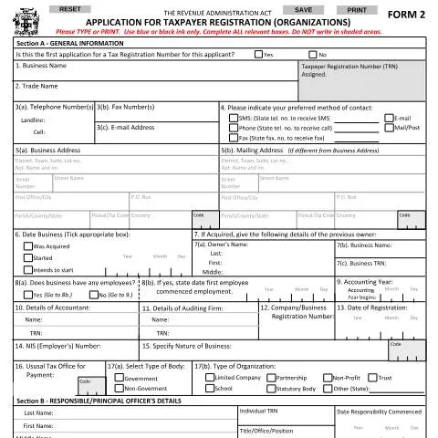 Document preview: Understanding Form 2 - Application for Taxpayer Registration — Taxes (CERFA n°trn_form2_15052017)