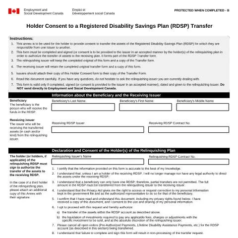 Document preview: Understanding the EMP5612 RDSP Transfer Process — Government & admin (CERFA n°EMP5612)