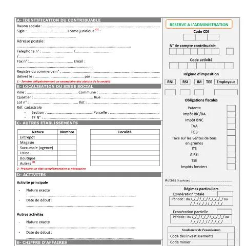 Aperçu du document Comprendre le Formulaire 33 pour les Entités Juridiques en Côte — Impôts & fiscalité