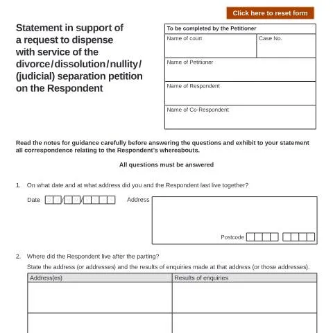 Document preview: D13B Application: When Your Spouse Cannot Be Found for Divorce — Legal & justice