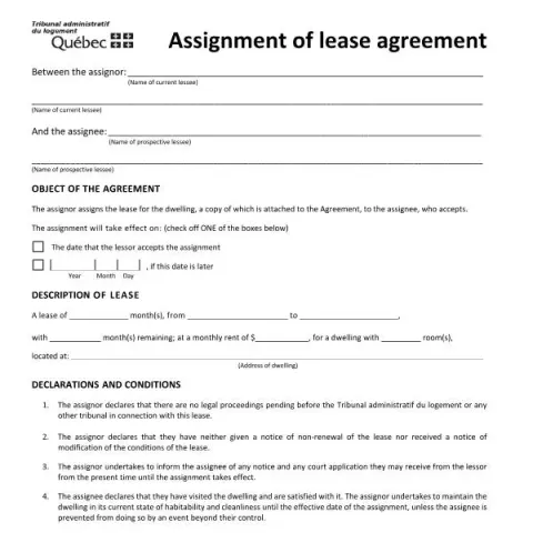 Document preview: Understanding the Lease Assignment Process in Quebec — Housing (TAL-817A-E)