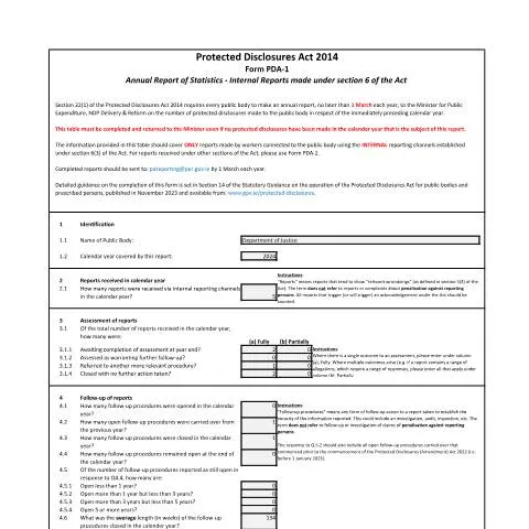 Document preview: Overview of Protected Disclosures in the Department of Justice 2024 — Government & admin (PDA1)
