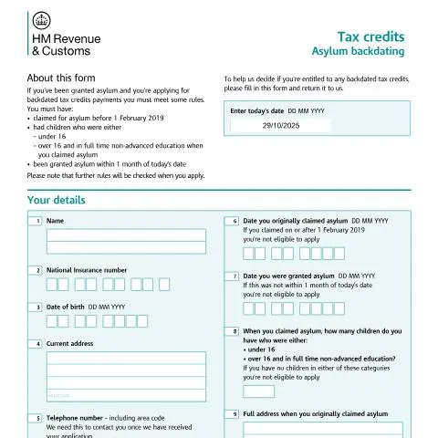 Document preview: How to Apply for Backdated Tax Credits as an Asylum Seeker — Taxes