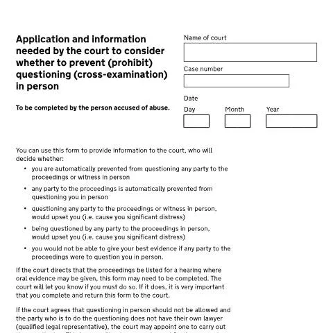 Document preview: EX741 Application: Preventing Direct Cross-Examination in Court — Legal & justice