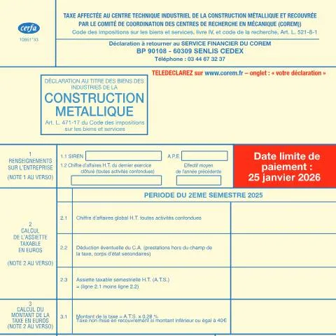 Aperçu du document Contribution CTICM : guide complet de la taxe sectorielle — Démarches administratives (CERFA n°10661*33)