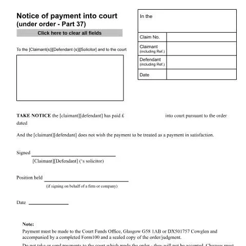 Document preview: Understanding the N242 Notice of Payment into Court — Government & admin
