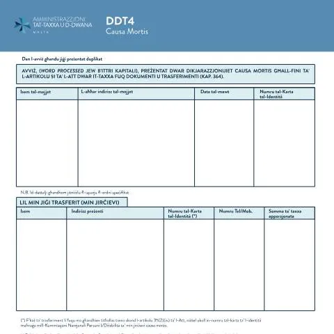 Document preview: Navigating Malta's Property Tax with Form DDT4 — Property & real estate (CERFA n°ddt4)