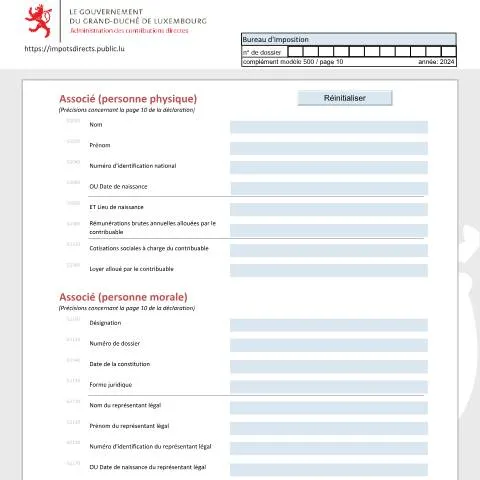 Aperçu du document Comprendre le formulaire ASS_F pour les associés au Luxembourg — Impôts & fiscalité (CERFA n°ASS_F)