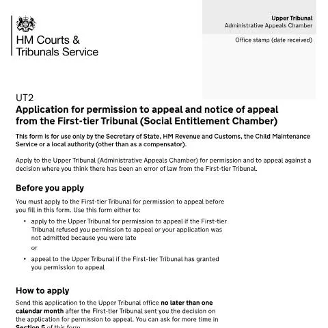 Document preview: Guide to Appealing a First-tier Tribunal Decision in the UK — Government & admin