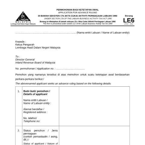 Document preview: Peranan Penting Borang LE6 dalam Perniagaan Labuan — Perniagaan & profesional