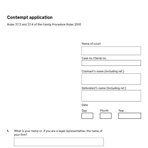 Document preview: How to Apply for Contempt of Court Using Form FC600 — Legal & justice