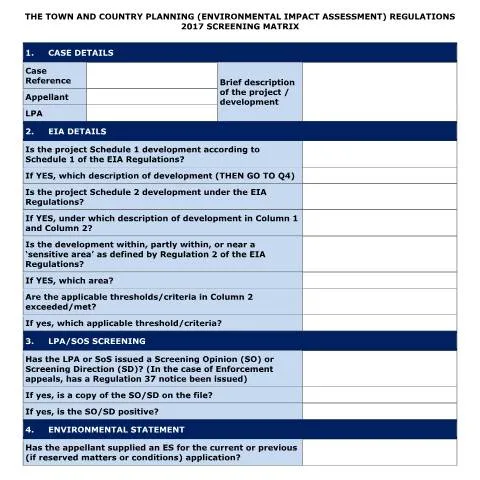 Document preview: Understanding the EIA Screening Checklist in the UK — Environment & energy