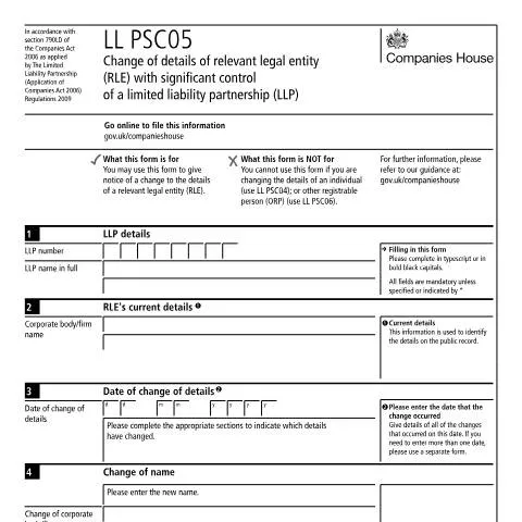 Document preview: Navigating the LL PSC05 Form for LLPs — Business