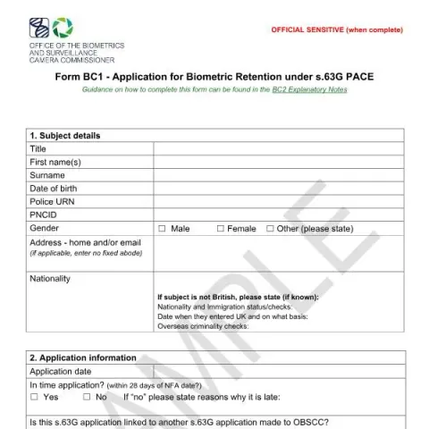 Document preview: The Importance of the BC1 PACE Application Form in Investigations — Government & admin (BC1)