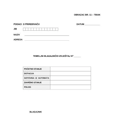 Document preview: Sve o Temeljnom blagajničkom izvještaju (TBIAK) — Administrativne procedure (CERFA n°TBIAK)