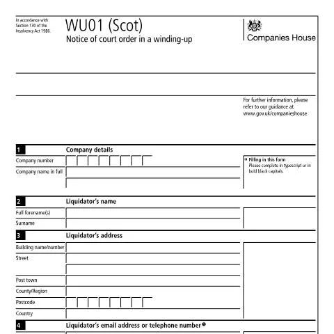Document preview: Understanding the WU01 (Scot) in Scottish Company Liquidations — Legal & justice