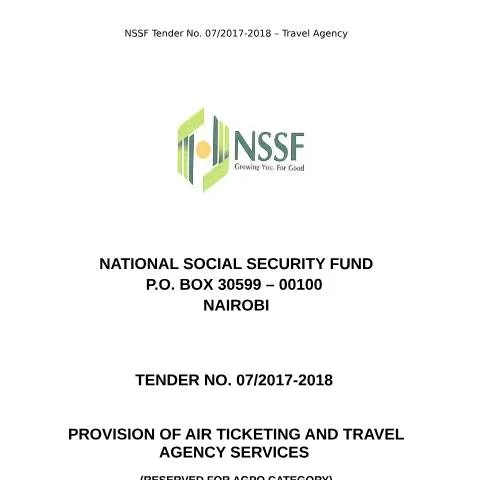 Document preview: Mastering the NSSF Tender Document for Travel Agencies — Government & admin (CERFA n°Tender-Doc-Travel-Agency-Final)