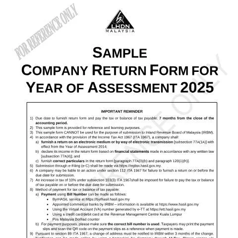 Document preview: Mengapa Borang Kembalikan Syarikat 2025 Penting untuk Syarikat Anda? — Cukai & percukaian