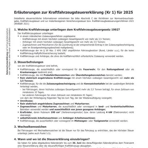 Dokumentvorschau: Wichtige Informationen zur Kr2 Erklärung für 2025 — Steuern (Kr2)