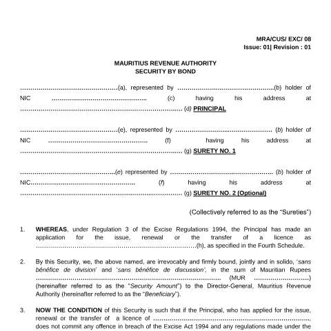 Document preview: Understanding the Security by Bond Form for Businesses — Government & admin (SecurityBond)