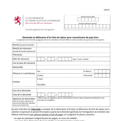 Aperçu du document Obtenir un titre de séjour au Luxembourg : Guide pour ressortissants — Immigration & visas (CERFA n°demande-titre-sejour)