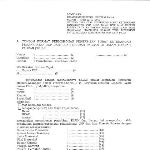 Document preview: SKJLN: Kunci Pemanfaatan JKP di Dalam Daerah Pabean — Pajak & perpajakan (CERFA n°ID-DJP-SKJLN)