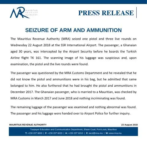 Document preview: Understanding Firearm Seizures in Mauritius — Government & admin (PressAmmunition)