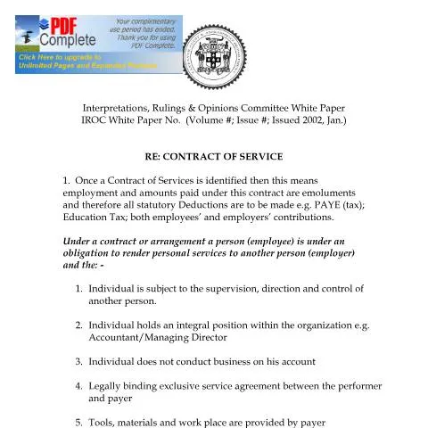 Document preview: Understanding the 2002 Jamaica Contract of Service — Taxes (CERFA n°2002+iroc+it+-+contract+of+service)